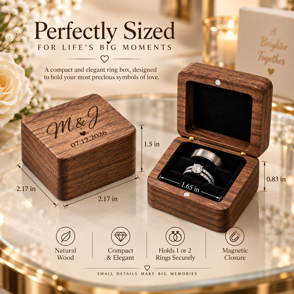 Personalized Wooden Ring Box – Custom Engraved