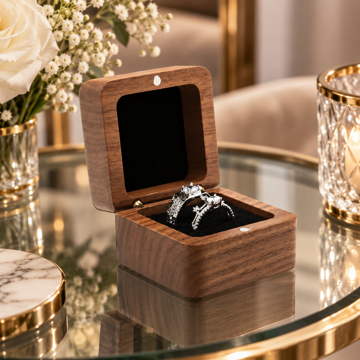 Personalized Wooden Ring Box – Custom Engraved